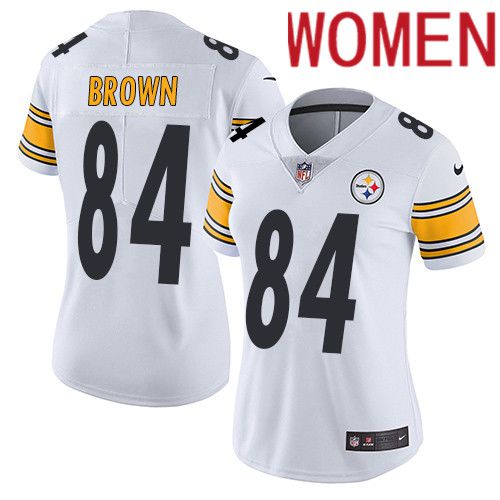 Women Pittsburgh Steelers 84 Antonio Brown Nike White Vapor Limited NFL Jersey